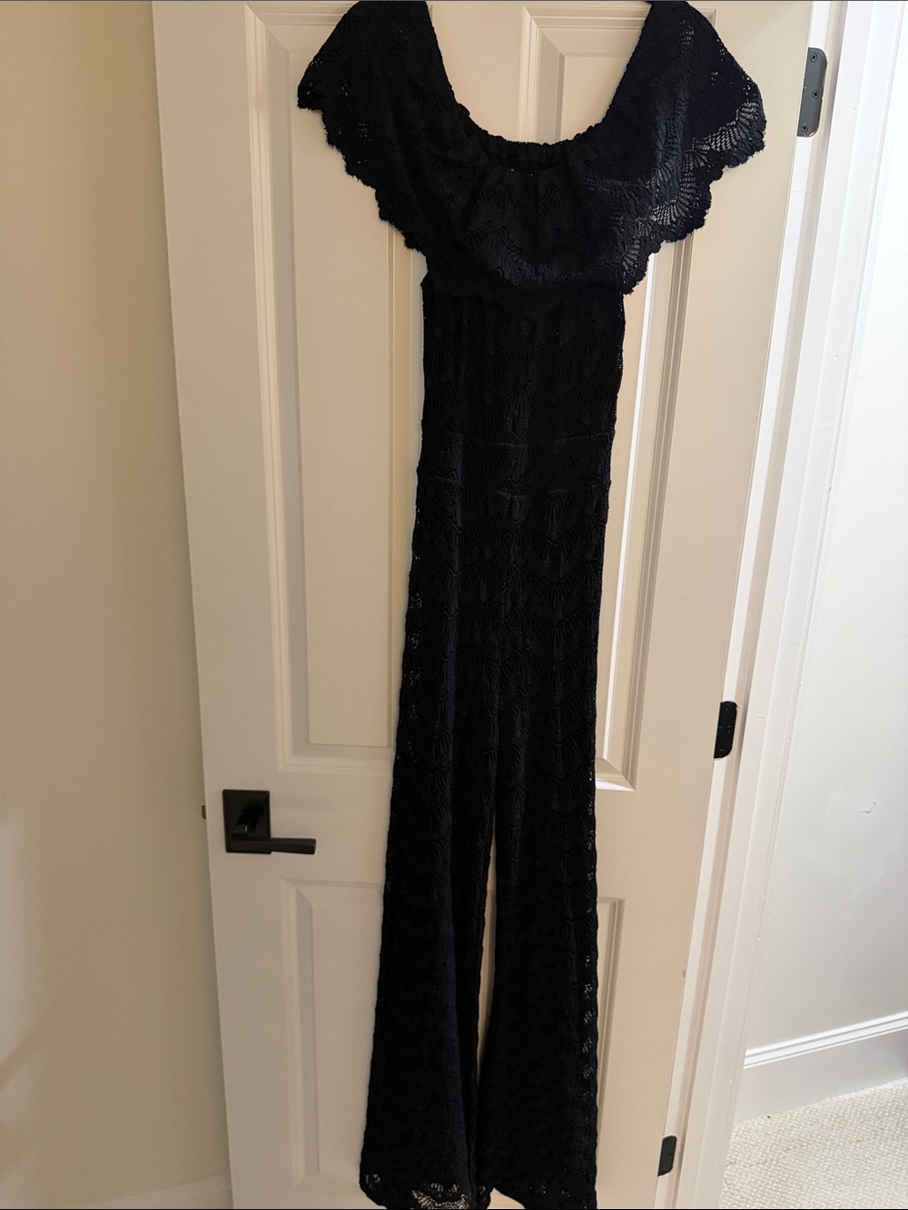 Nightcap Black Lace Off-Shoulder Jumpsuit